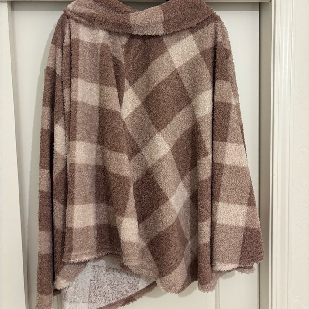 Lane Bryant Soft Textured Poncho in Brown and Cream
